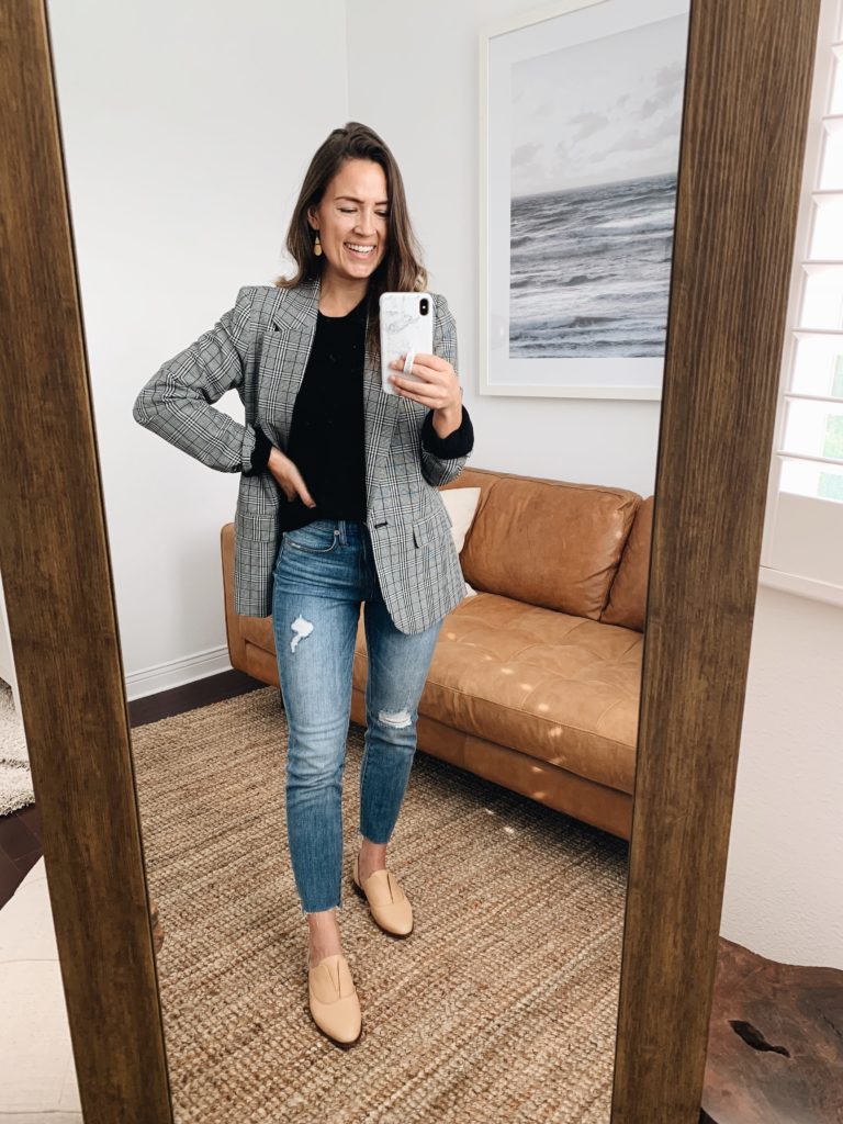3 Ways to Style an Oversized Plaid Blazer | Natalie Borton