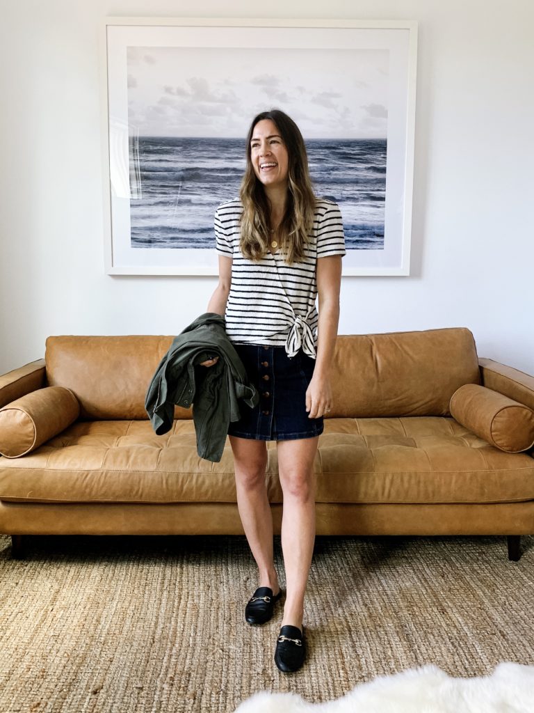 How to Style a Denim Skirt for Spring | Natalie Borton