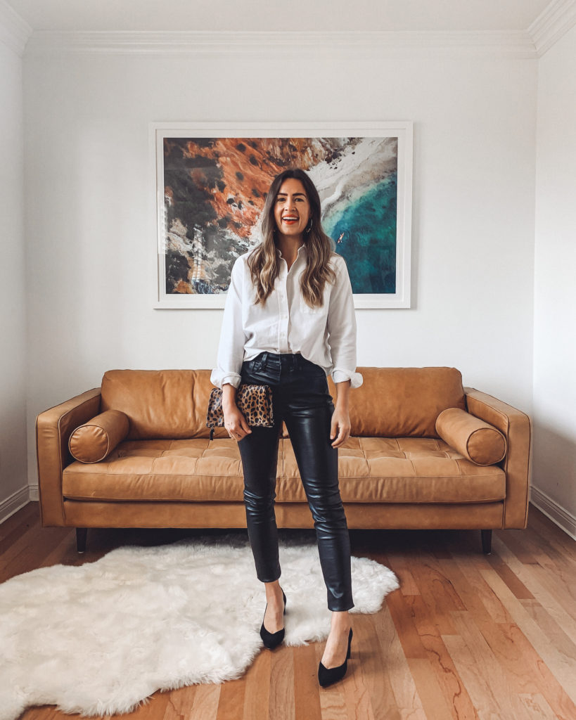 9 Holiday Looks with a White Button Down Shirt | Natalie Borton